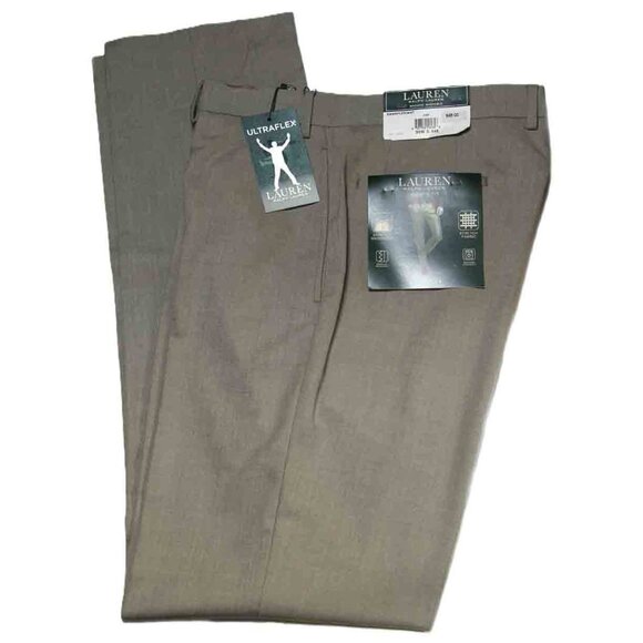 NEW Lauren Ralph Lauren Dress Pants Tan Flat Front Ultraflex Men's Size 36 X 34 - Picture 1 of 2